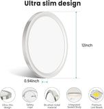 2 Pack 12 Inch LED Ceiling Lights 3200LM Adjustable Brushed Nickel Flush Mount Fixtures