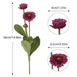 Purple Daisy Flowers Artificial 8Pcs Realistic Faux Chrysanthemum Silk Calendula Flowers With Stems For Wedding Bouquet Home Party Decoration(Purple)