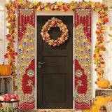 Happy Diwali Porch Banner Indian Diwali Peacock Front Porch Welcome Sign Deepavali Indian Festival Of Lights Decorations-12×71''