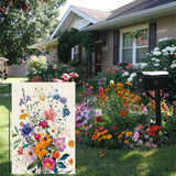 Spring Summer Colorful Floral Garden Flag For Outside 12X18 Inch Double Sided Burlap Outdoor Yard Flag