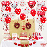 Red And White Valentines Balloons - Pack Of 30 | Red Heart Balloons Fo