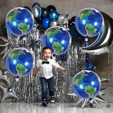 22 Inch Globe Earth Balloons, Large World Map Foil Balloons, 6 Pcs Planet Round Sphere Balloons For Earth Day Travel Adventure Birthday Party Decorations Supplies