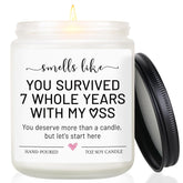 7 Year Anniversary Candle Gifts For Men Women Boyfriend Girlfriend, 7Th Copper Anniversary Wedding Gifts For Couple, Him, Her, Seven Year Wool Wedding Gift For Husband, Wife - Aniversario Candle