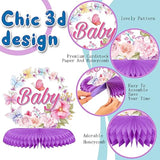 15 Pcs Butterfly Baby Shower Honeycomb Centerpieces It'S A Girl Purple