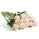 12 Pcs White Roses Artificial Flowers -20" Silk Roses Bouquet, Fake Roses Long Stem For Arrangement Wedding Centerpiece Valentine'S Day Home Office Party Decor