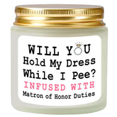 Scented Candle Matron Of Honor Proposal Gifts - Lavender Soy Wax Candle - Bridesmaid Proposal Gifts - Will You Be My Matron Of Honor Gift For Friends Girls Women 4Oz