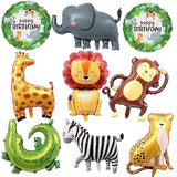 9Pcs Safari Jungle Animal Balloons, Wild One Party Decor with Elephant, Monkey & More