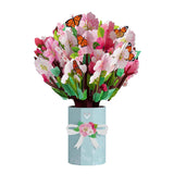 Everyday Cherry Blossom Butterfly Pop-Up Flower Bouquet For Her And Him - 3D Greeting Cards For Boys, Girls, Men, Women - 10.25" X 7.5" Bouquet - Blank Notecard & Envelope Included