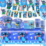 61 Pcs Stitch Party Supplies Birthday Party Supplies And Decorations Set - Includes Tableware Set And Happy Birthday Banner