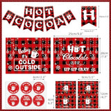 Hot Cocoa Bar Decoration Kit Snowflake Hot Cocoa Bar Banner Christmas Hot Chocolate Bar table signs Toppings Labels Cup Stickers for Winter Birthday Christmas, New Year Decoration