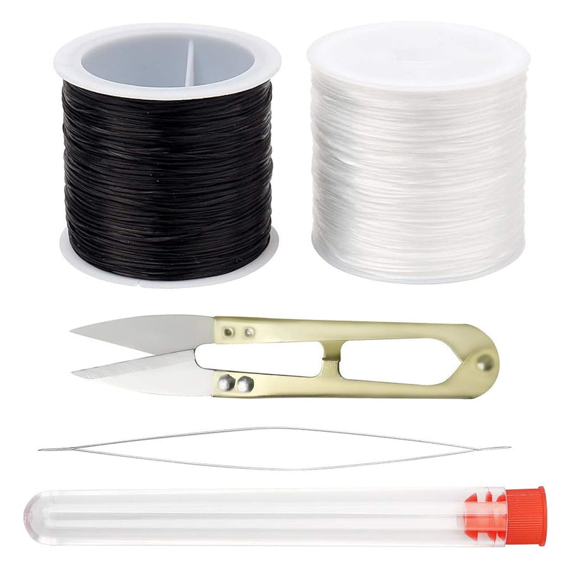 1Mm Elastic Cord For Jewelry Making,Black And Clear Elastic String Jew