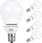 E17 LED G14 Globe Bulbs 6W 60W Equivalent 5000K Daylight 600LM 4 Pack