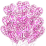 Hot Pink Heart Confetti Balloons 30 Pcs, 12 Inch Clear Heart Latex Balloon With Heart Confetti Inside For Wedding Anniversary Birthday Party Valentine Baby Shower Bridal Shower Decorations Supplies
