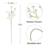 12Pcs White Babys Breath Artificial Flowers, 25'' Real Touch Fake Gypsophila Baby'S Breath Faux Flowers Bulk, Long Bendable Stems For Wedding Home Garden Floral Arrangement Decor