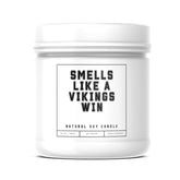 Smells Like A Vikings Win Sports Candle - Scented Soy Wax Candle (8.0 Oz) 50-60 Hour Burn Time, Cotton Wick, Frosted White Glass Jar, (Vanilla)