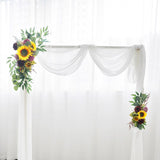 Sunflower Arch Flowers Pack Of 2, Artificial Sunflower Burgundy Rose Floral Swag Wedding Arch Flowers Arrangement For Wedding Reception Backdrop Decoration