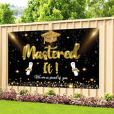 Mastered It Backdrop Banner, Masters Graduation Decorations, Masters Degree Graduation Banner, Grad Party Decorations 2025 Indoor Outdoor?Black And Gold?