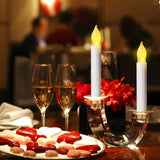 24 Pack Halloween Hanging Floating Led Taper Candles Battery Operated, Flameless Flickering Electric Fake Tapered Candles Bulk For Window Chandelier Christmas Table Home Party Decorations