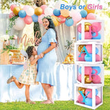 Gender Reveal Baby Balloon Boxes Decorations, Pink Blue Balloon Arch Garland Kits With 4Pcs Boxes, Gender Reveal Backdrop For Baby Shower,Boy Or Girl Gender Reveal Party Supplies(141Pcs)