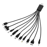 10 in 1 Universal Multi Charging Cable USB Charger Cord with 10 Connectors for Phones Tablets MP3 MP4