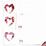 - 20 Cute Boxed Cards (4 X 5.12 Inch) - Assorted Blank Set (10 Designs, 2 Each) - Heart Blooms Am3180Ocb-B2X10