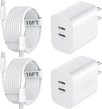 20W USB C Fast Charger with 10FT USB C Charging Cable for iPhone 17 16 15 iPad Android Phone