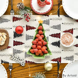 Xmas Tree Christmas Table Runner, Seasonal Winter Kitchen Dining Table Decoration For Home Party Decor 13X72 Inch