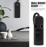 Mini 3 Outlet Power Strip 1FT Braided Cord Wall Mount Black