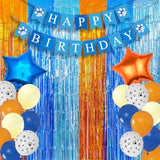 Blue Dog Party Pack Foil Curtains, Banner, 22 Balloons, & Photo Booth Props