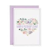 Mothers Day Card, Elegant Floral Heart Design, Thoughtful Greeting For Mom, Includes Envelope
