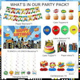 City Hero Birthday Decoration Set with Backdrop & Balloons