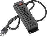 Wall Mount Power Strip 4 Outlets with Switch 3FT Extension Cord Flat Plug Under Desk Black