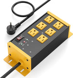Heavy Duty Surge Protector Power Strip 6 Outlets 4800J 6FT Flat Plug Yellow