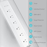 Smart Wi-Fi Power Strip Surge Protector with 6 Individually Controlled Outlets and 20W USB-C