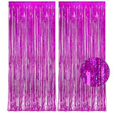 Magenta Tinsel Foil Curtain Backdrop 2 Pcs for Bachelorette Bridal Shower Party