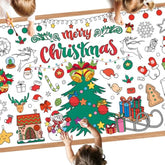 Giant Christmas Coloring Poster - Large Merry Christmas Coloring Tablecloth For Kids, Jumbo Xmas Paper Coloring Table Cloth Banner For Christma Gifts Activities Games Party Favors Crafts,30 X 72 Inch