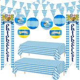 11Pcs Oktoberfest Decorations Kit Oktoberfest Decorations Party Supplies Paper Lanterns Tablecloths Bavarian Pennant Flag Banner For German Beers Home Yard Festival Party Accessories