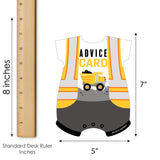 Big Dot of Happiness Dig It - Construction Party Zone - Baby Bodysuit Wish Card Baby Shower Activities - Shaped Advice Cards Game - Set of 20