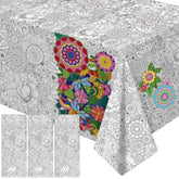 3 Pcs Jumbo Mandala Coloring Poster Giant Mandala Painting Tablecloth Diy Drawing Table Cover Large Flower Coloring Wall Decorations For Arts Craft Activity Party Supplies 54 X 108 Inch