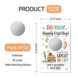 50Pcs Hooray Happy First Day Scratch Card, Funny New Year Scratch Off Game For Group Activity, New Year Raffle Tickets Party Supplies, Lottery Game Student Friends Gathering For Reading Lover