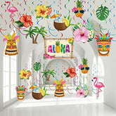 30pcs Luau Swirl Decorations Tropical Ceiling Decor for Beach Party