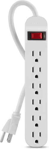 6 Outlet Power Strip 3FT Extension Cord Compact Flat Plug Outlet Extender for Home Office Travel