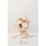 Artificial Bridesmaid Bouquets Set Of 4,Boho Wedding Flower Bouquets White Beige Floral Bouquet Ivory Bridesmaid Bouquets With Ribbon Ceremony,Anniversary,7-Inch Diameter