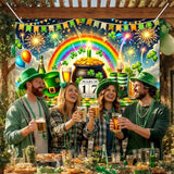 St. Patrick'S Day Banner Happy St. Patrick'S Day Decorations Rainbow Gold Coin Shamrock Party Wall Decor March 17 Holiday Photo Background Indoor Outdoor 71X43 Inch
