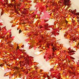 Fall Maple Leaves Garland Decorations,50Ft Glitter Tinsel Leaf Thanksgiving Decor For Tree Autumn Mantle Bedroom Office Classroom Party Indoor Outdoor Holiday Home Orange