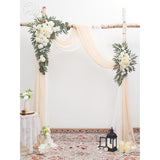 Wedding Arch, Artificial Flowers, Wedding Decor With Drapes (Set Of 4)?Be Suited To Banquet, Party, Wedding Decor Ceremony And Background Decoration (White)