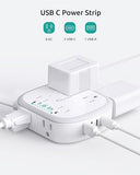 Outlet Cover Extension Cord 8 Outlets 4 USB Ports 3 USB C 6FT Flat Plug Surge Protector White