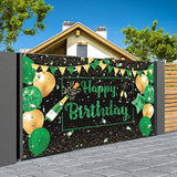 Green Black Gold Birthday Party Decoration Banner, Green Black Happy B