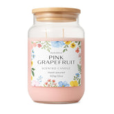 Hand-Poured Soy Candle – 22Oz (623G), Clean-Burning, Long-Lasting Candle With Cotton Wick, Reusable Glass Jar – 4 Variations Available (Kendal Rose, Pink Grapefruit)