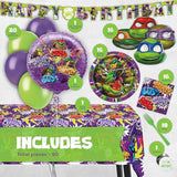 Teenage Mutant Ninja Turtle Birthday Party Supplies | Serves 16 Guests | Officially Licensed | TMNT Mutant Mayhem Movie | Balloon Decorations, Plates, Napkins, Tablecloth, Forks, Button